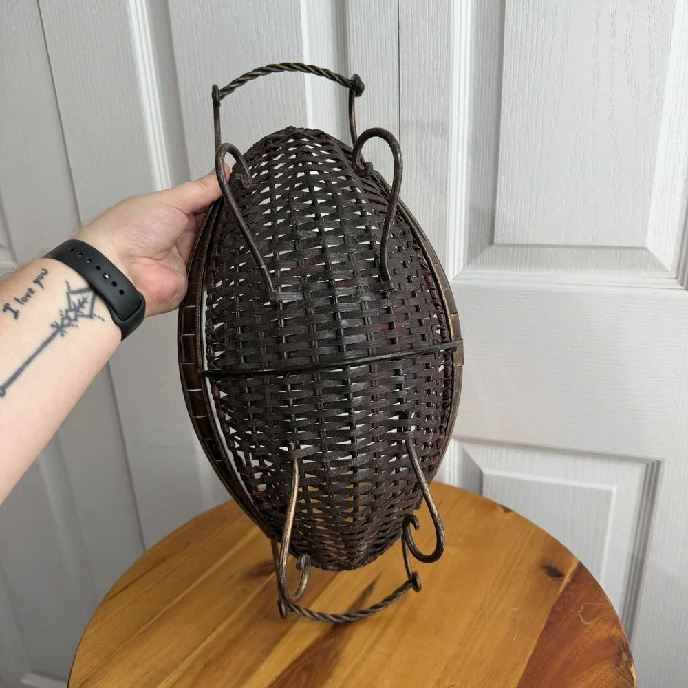 Woven Rattan Metal Centerpiece Basket Dining Room Living‎ Room Decor